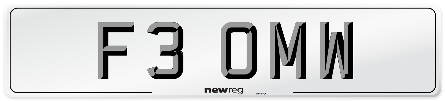 F3 OMW Number Plate from New Reg